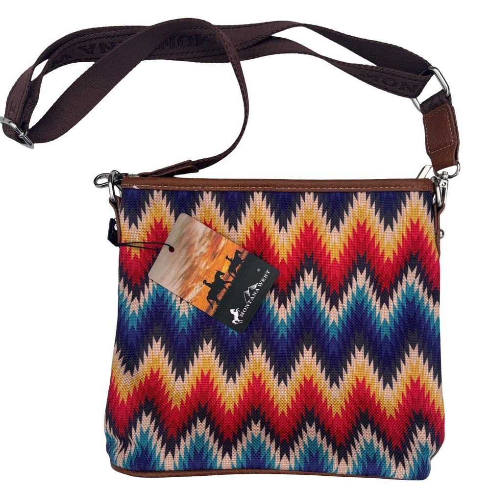 Crossbody Bag Womens Medium Multicolor Southwestern Chevron Boho NWT